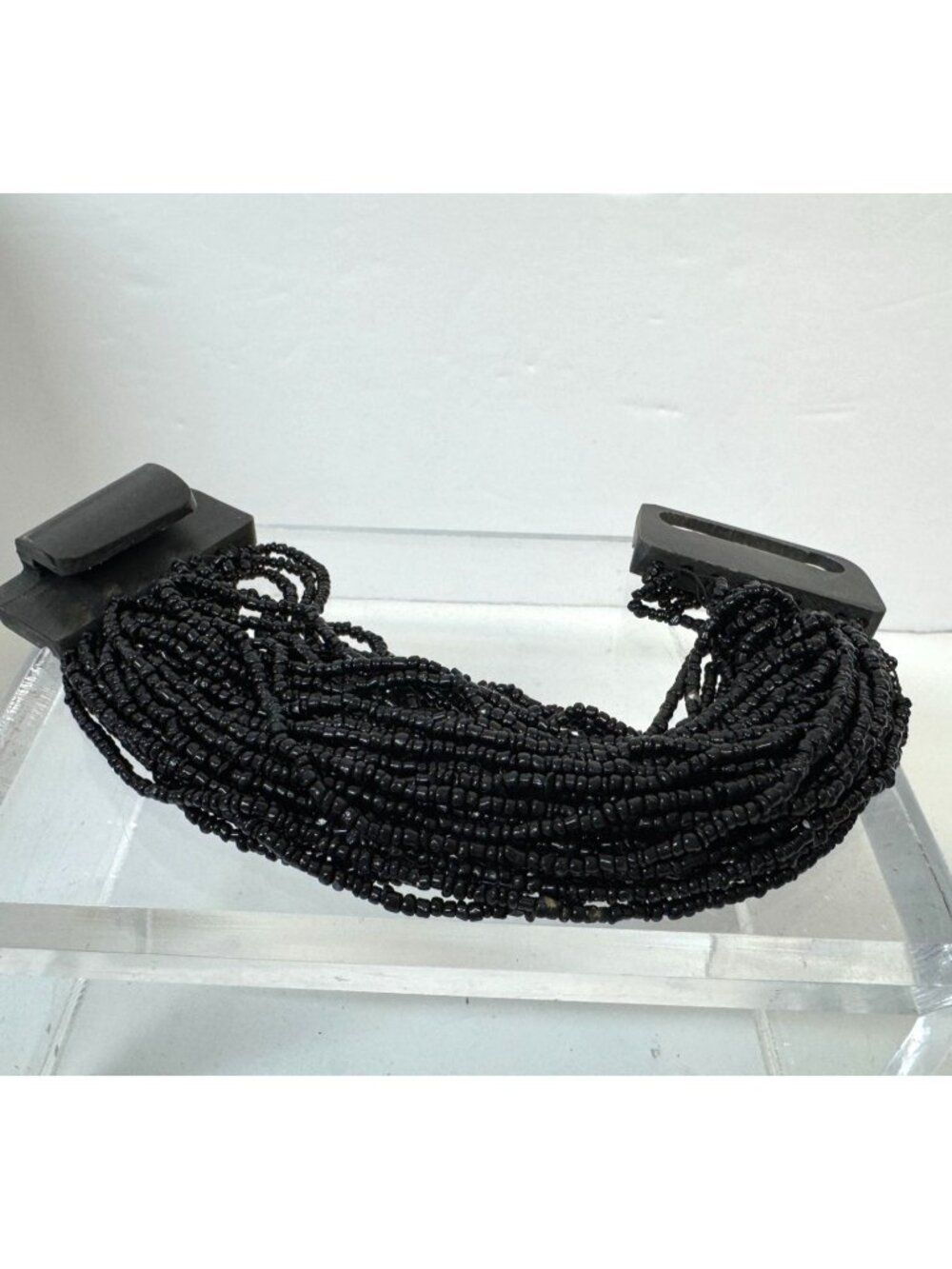 Vtg  Bracelet  Multi Strand seed Pearls -Black